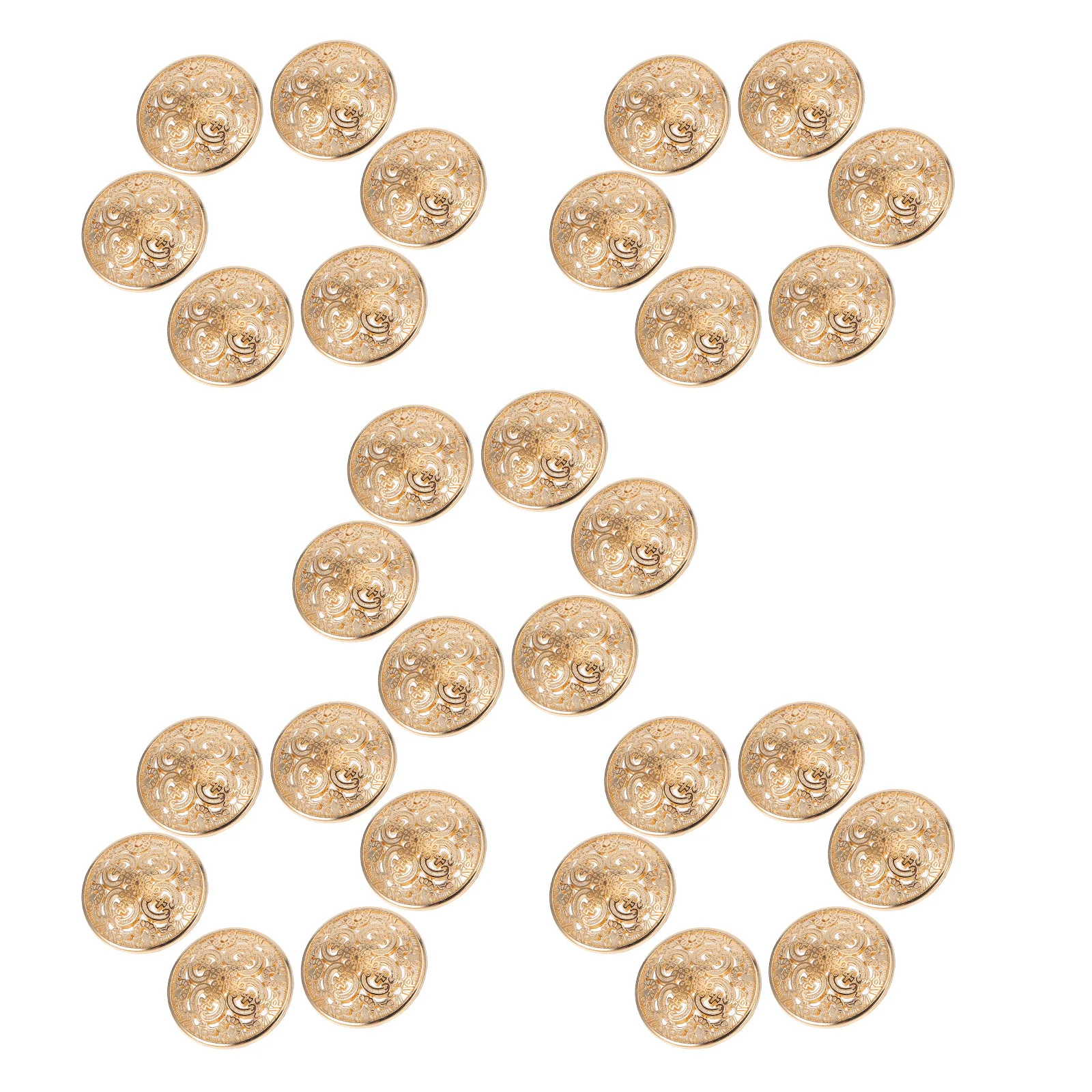 

30pcs 23Mm Metal Buttons Hollow Out Rustproof Durable For Jackets Jeans Hats Diy Crafts Sewing Accessories Light Golden