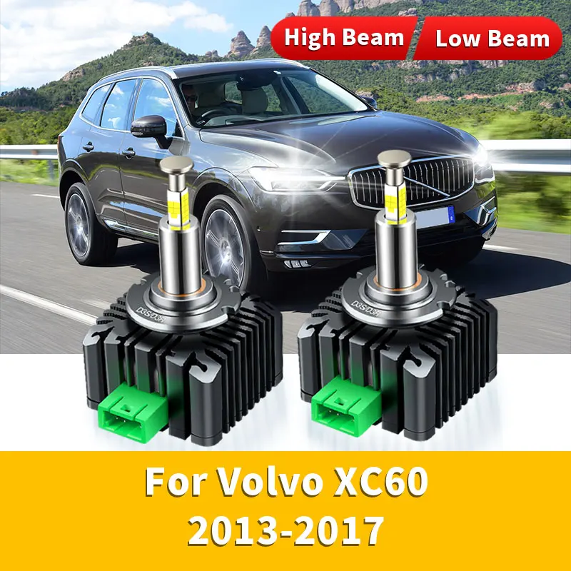 2Pcs High Bright 35W HID Xenon LED Headlight Bulbs 12V 6000K Auto Headlamp High Low Beam For Volvo XC60 2013 2014 2015 2016 2017