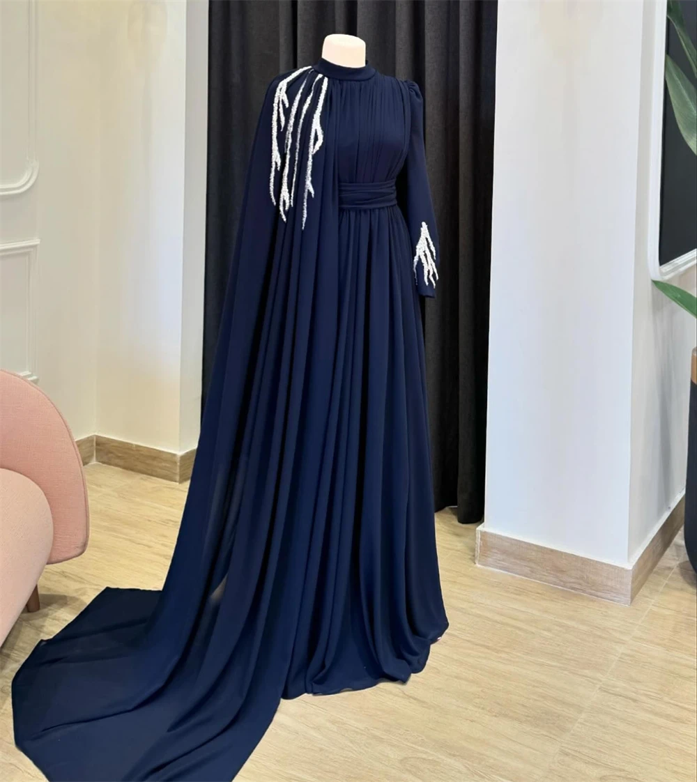 

Jiayigong Yipeisha Simple Modern Style Formal Evening High Collar A-line Beading Draped Satin Bespoke Occasion Dresses