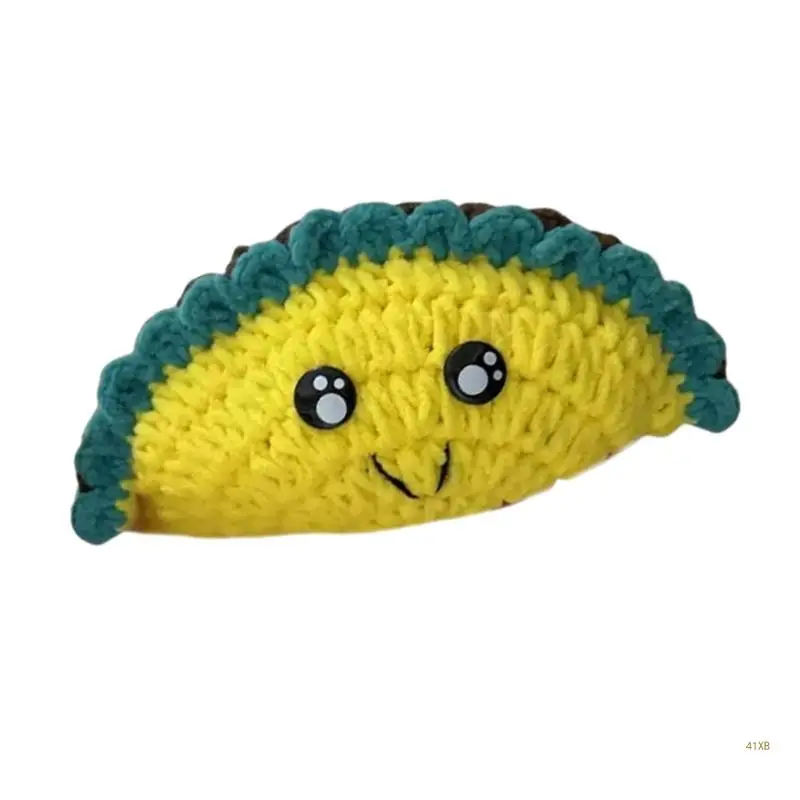 41XB Soft Crochet Tacos Plushie Dolls Comforting Handcrafts Knitted Toy for Emotional Supporting Encouragement Ornament Gift