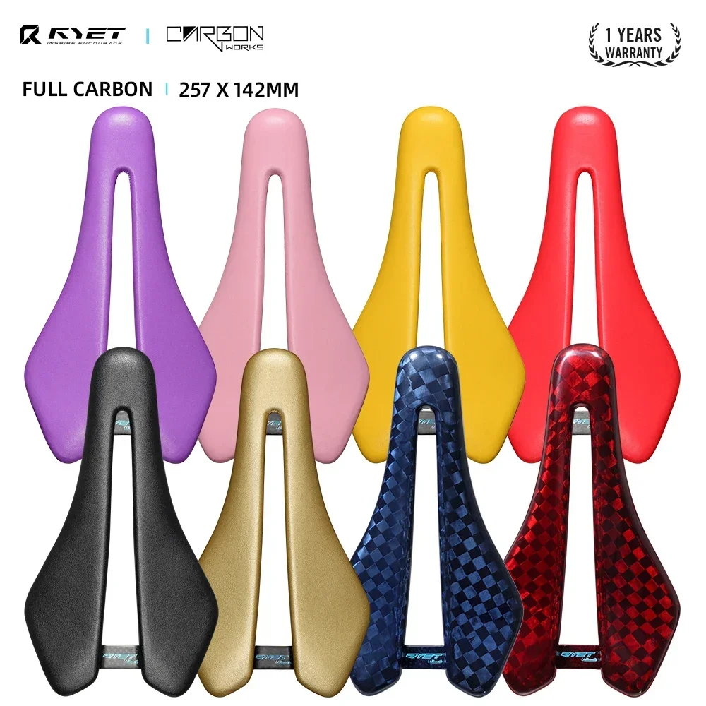 AliExpress 2025 RYET 3D Printed Bike Saddle 12K PU Full Carbon Leather 102g Oval Rail 7x9mm Bicycle Seating Road MTB Gravel Cycling Cushion