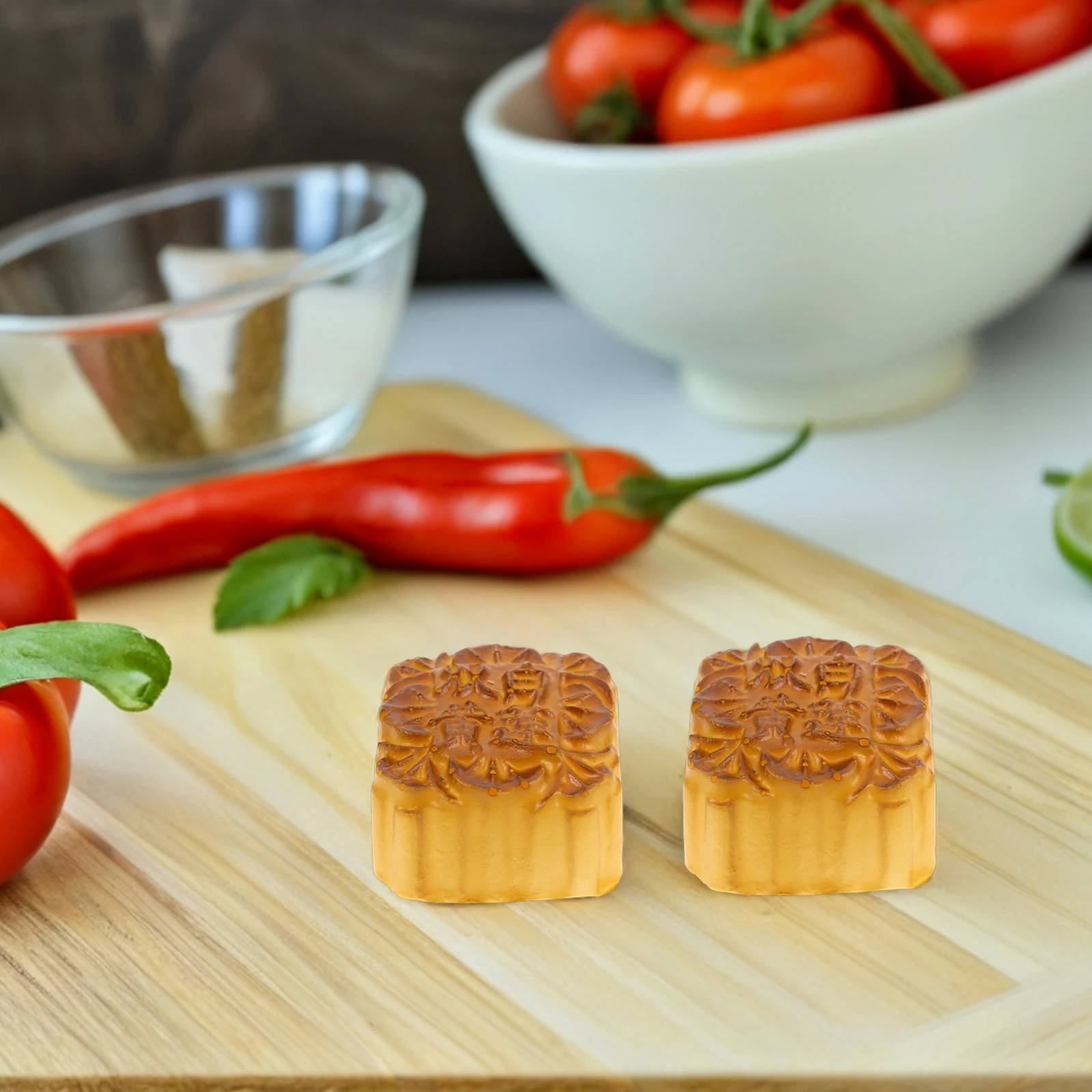 

4pcs Realistic Fake Mooncakes Pu Elastic Mini Dessert Decor Lifelike Artificial Chinese Mooncakes For Home Party Decoration