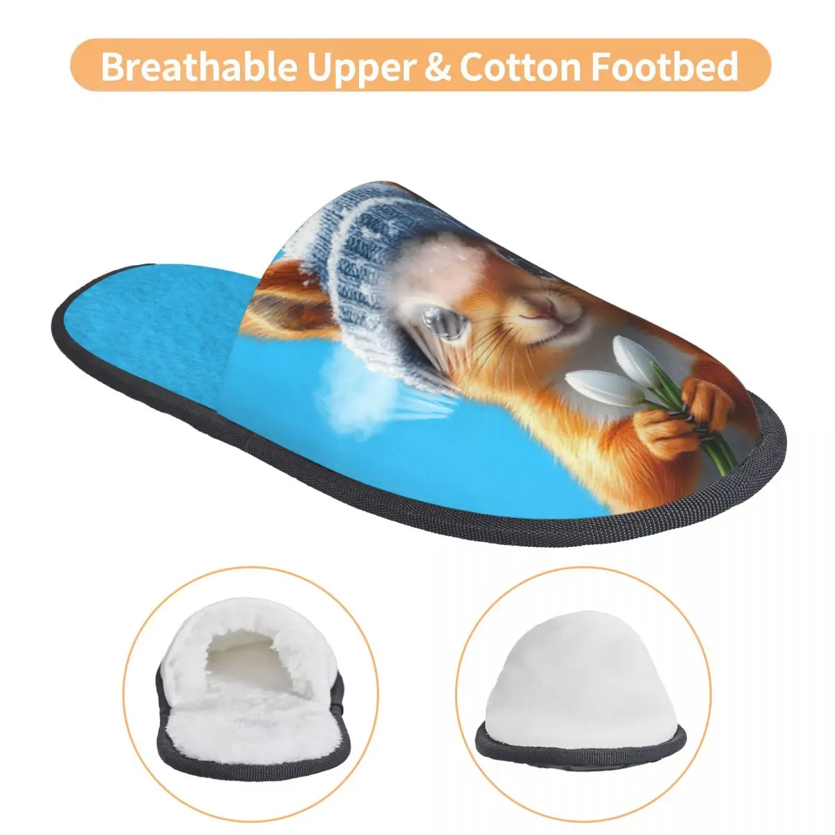 Custom Cute Squirrel Memory Foam Slippers Women Comfy Warm House Slippers