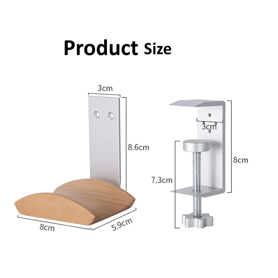 Soporte Auriculares Madera y Aluminio con Clip para Escritorio - imagen 5