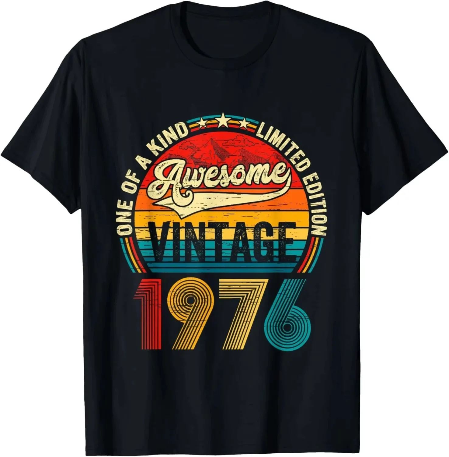 49th Birthday Gifts for Men Women 49 Years Old Vintage 1976 T-Shirt Graphic Custom Printed Short Sleeve Shirts Men Clothing