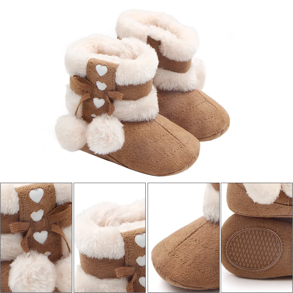 

1Pair Toddler Christmas Boots Winter Baby Shoes Cotton Prewalkers Snug Fit Bowknot Detail Outdoor Wear