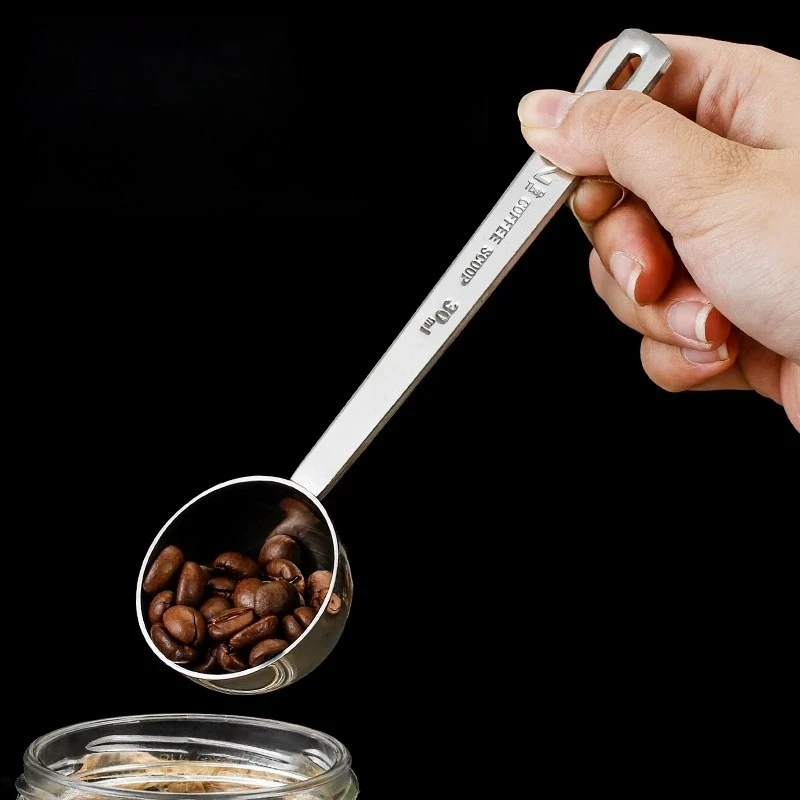 Stainless Steel Coffee Measuring Spoon Long Handle Scoop Table Spoon for Coffee Tea Sugar Kitchen Accessories Cafe Making Tools