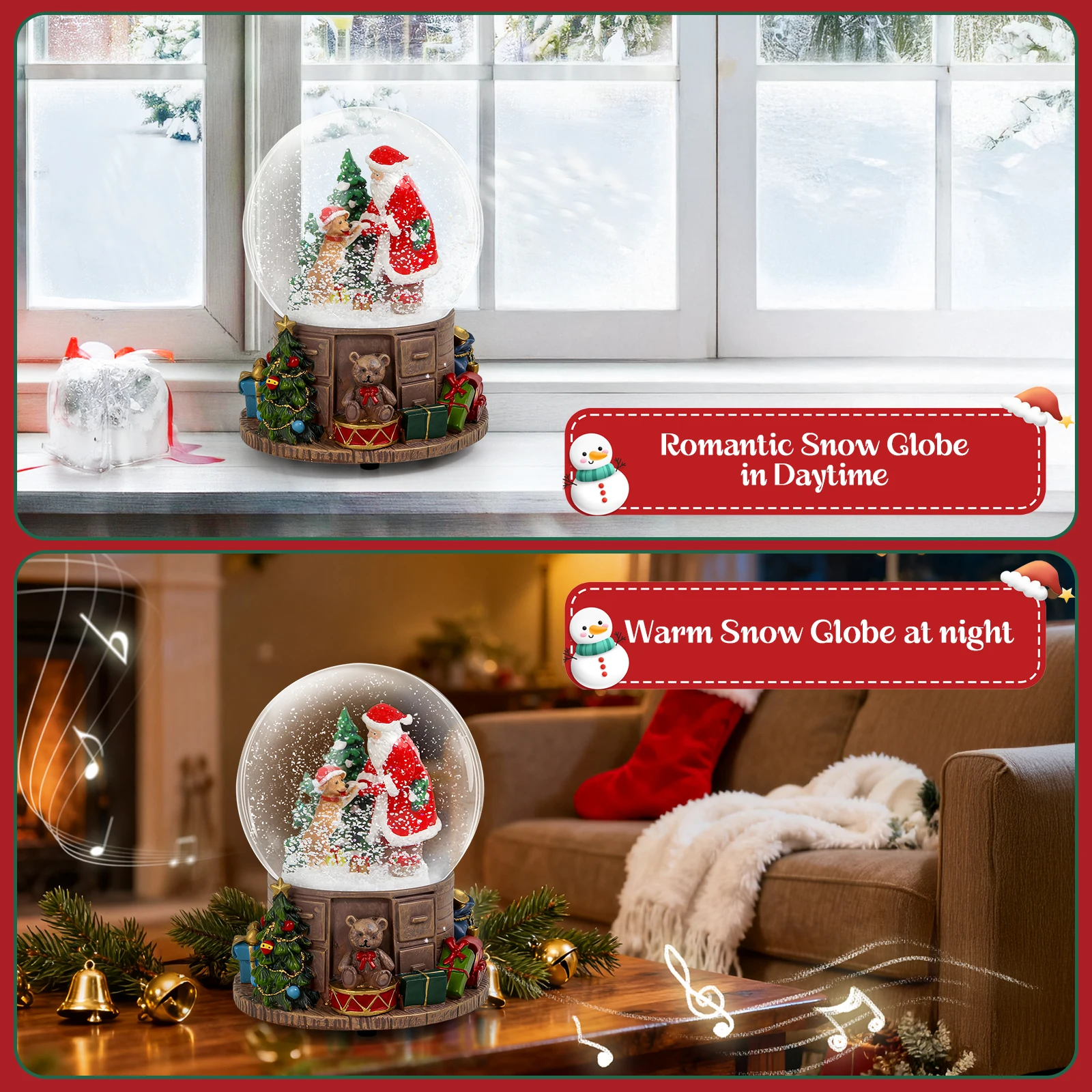 

Enchanted Christmas Snow Globe A Glittering Scene of Santa and Dancing Dogs for Magical Holiday Home Decor
