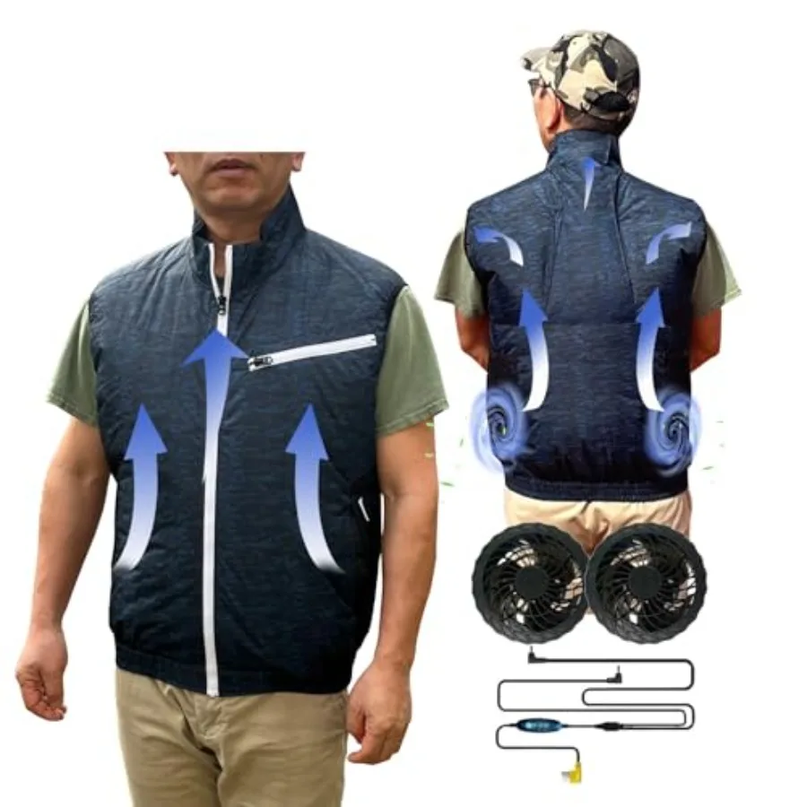 

Cooling Vest for Men and Women with Air Conditioning Fans Water-resistant Surface Lightweight Quick Dry with UV Protection