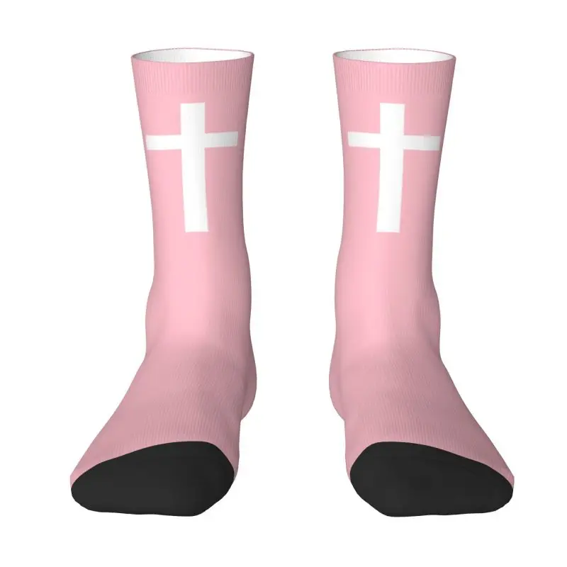 Calcetines personalizados con cruz de Jesús católica para hombres y mujeres, calcetines unisex con estampado 3D, calcetines de vestir religioso cristiano