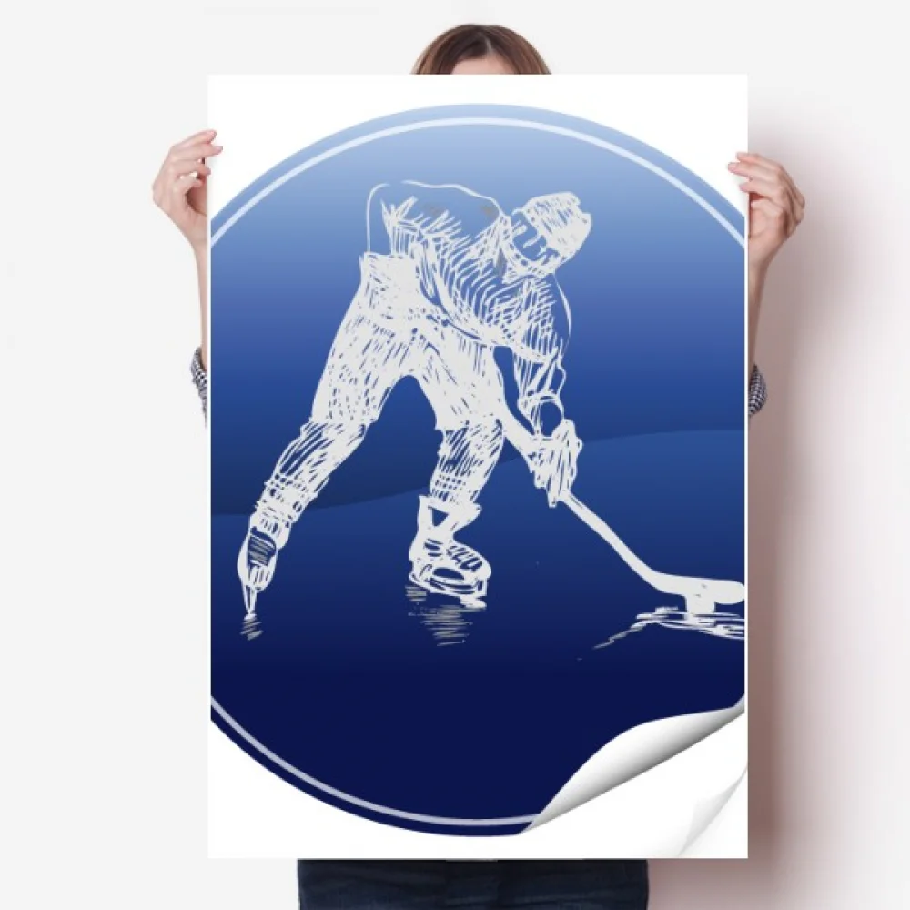 

Winter Sport Skating and Ice Hockey Watercolor Sticker Decoration Poster Playbill Wallpaper Window Decal