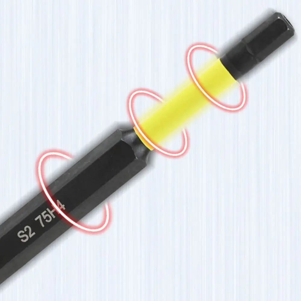 Embout de tournevis à tête hexagonale de 75mm, poignée magnétique de 1/4 pouces, forets à percussion, haute concentricité avec trou