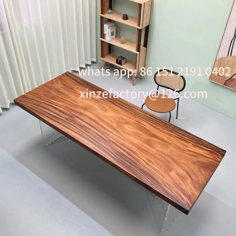 لوح كبير من خشب الجوز الصلب الأمريكي الجنوبي قابل للتخصيص، لوح كامل، طاولة شاي حديثة، طاولة شاي، مكتب مكتب