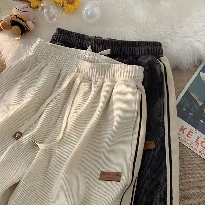 American Style Retro Frühling und Herbst weites Bein Hosen Frauen locker und abnehmen Instagram Trend lässig gerade Boden Mop Hosen