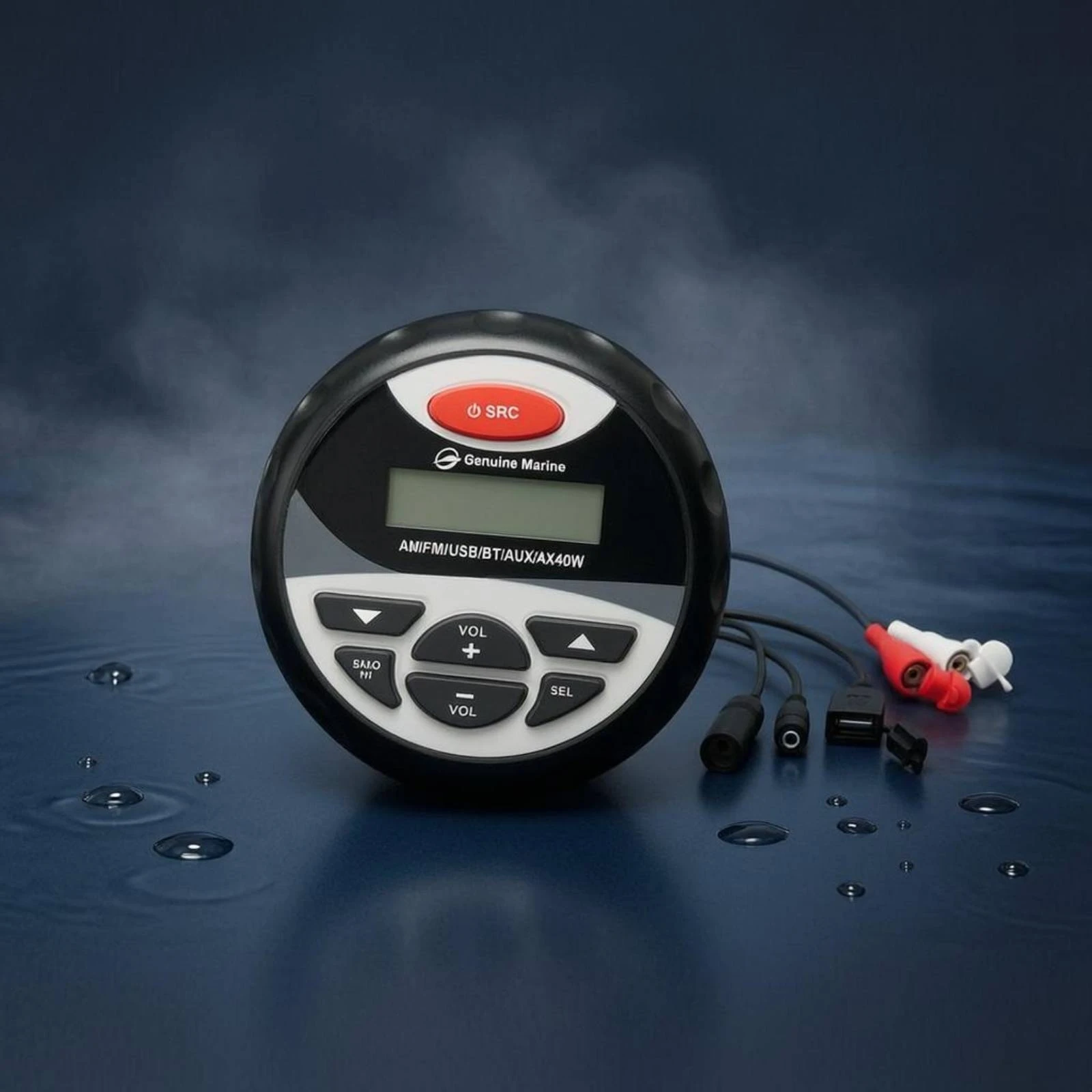 Receptor Estéreo Marino con Bluetooth y AUX, Electrónica para Vehículos Marinos, Pantalla LED para Embarcaciones