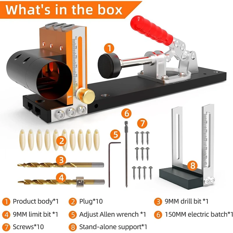 1Set Pocket Screw Jig Woodworking Tool Professional Jig Kit With 3 Drilling Hole Tools