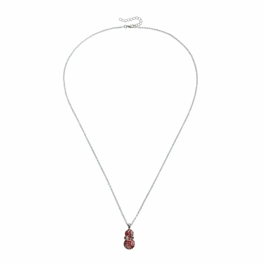 Red Enamel Calabash Charm Necklace Long Chain Plum Blossom Gourd Pendant Necklace Drip Oil Peanut Pendant Necklace