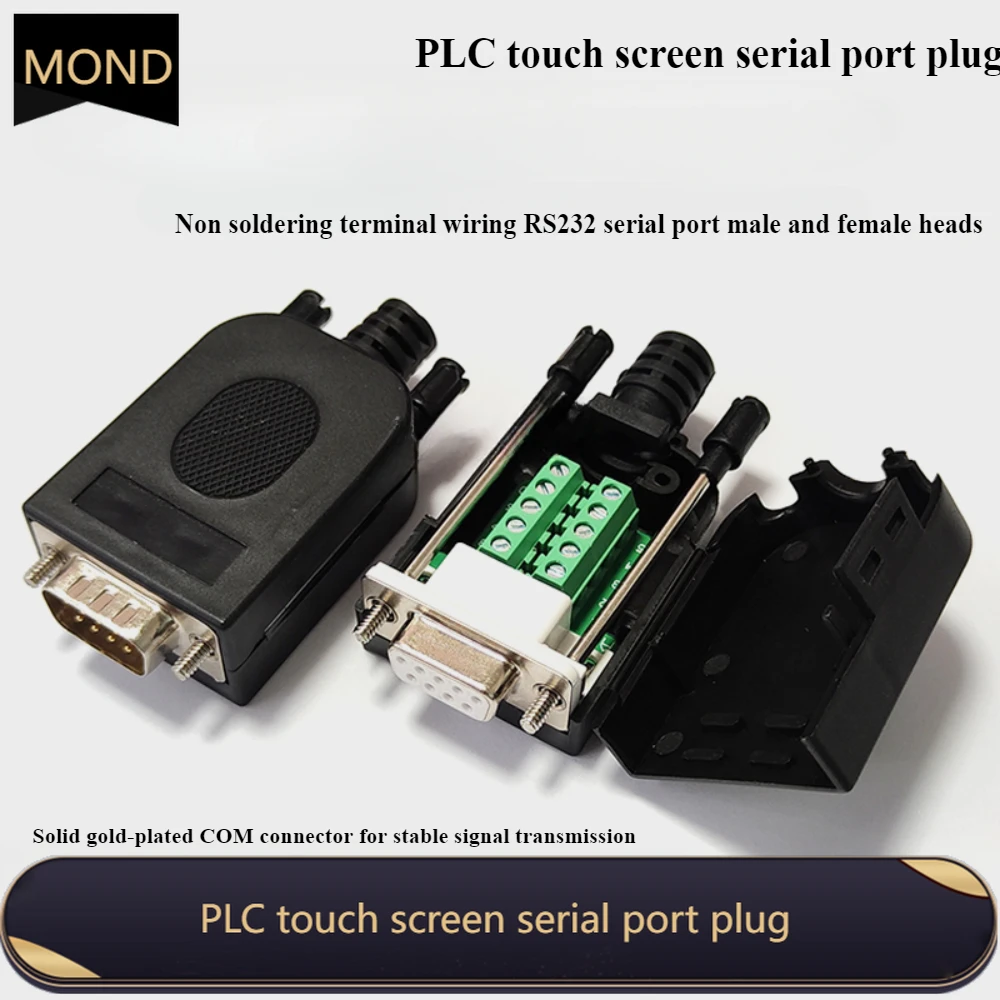 PLC Human-machine Touch Screen COM Serial Port RS232/485 Signal Transmission 9-pin Connector Solder Free Quick Connect Connector