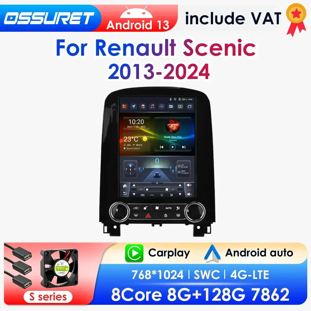 9.7 ''Android 13 Auto Multimedia GPS-Player für Renault Scenic 360-Carplay 4g-let Tesla-Stil 2din Autoradio Kamera