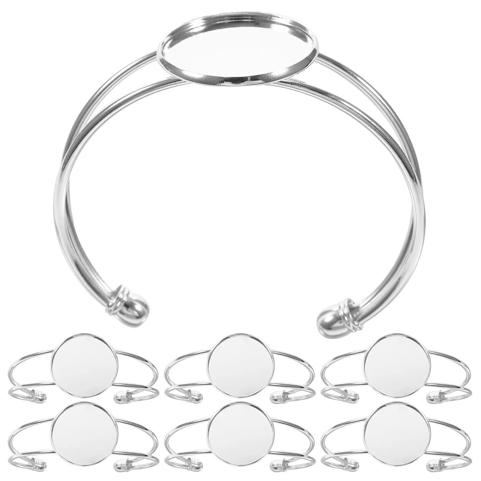 6pcs 25Mm Round Copper Bracelet Base Plates Diy Jewelry Making Craft Bezels For Resin Pendant Glass Chain Oval Charm Gift