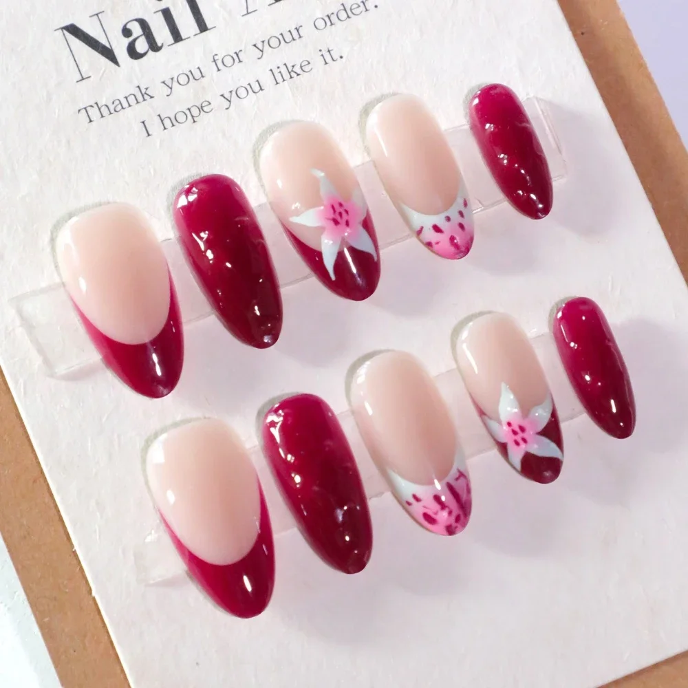 24pcs Green Full Cover Starlight Line Short Almond False Nail Art Rhinestone Nails Tip Nail Set Datachable Press on Fake Nails