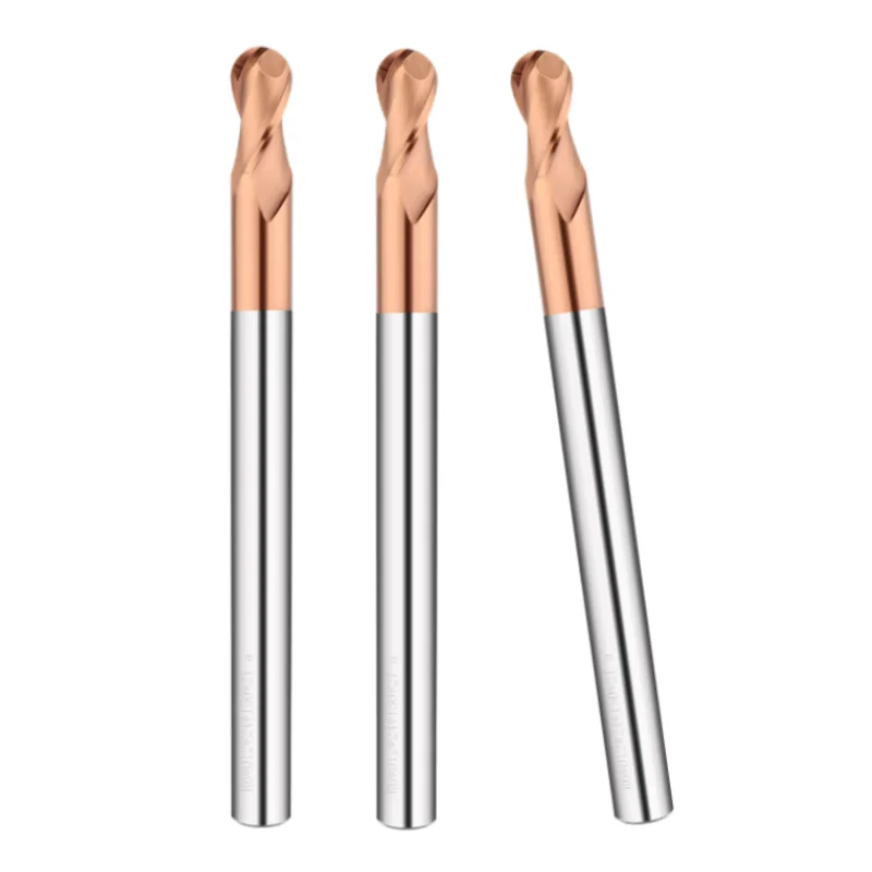 Imagem -03 - Carboneto Cimentado Total de Aço de Tungstênio Bola Cabeça 2-edge Fresa com Comprimento Total 120 150 200 Bronze Preto Revestimento Azul