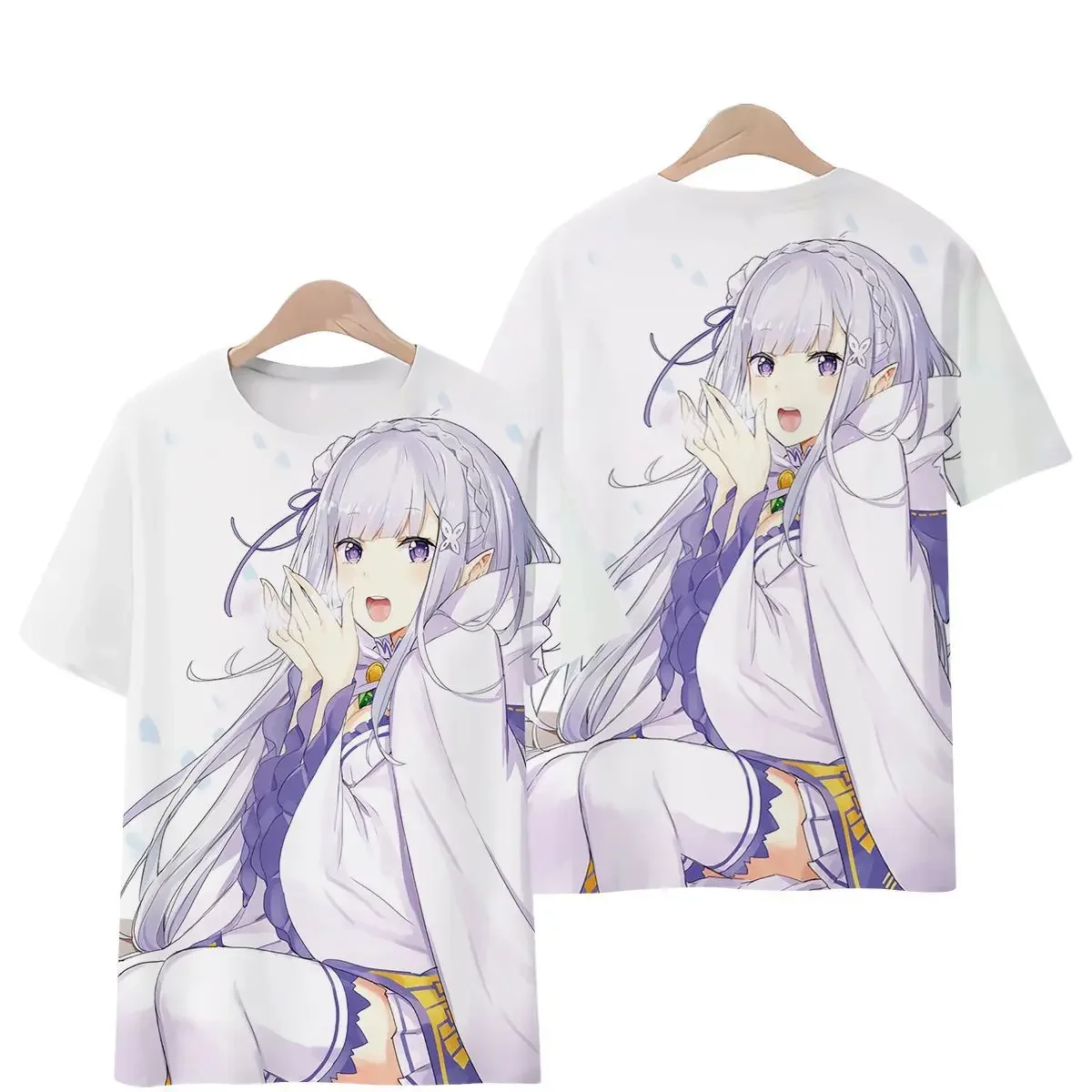 Men's and Women's Short-sleeved Printed T-shirt Starting From Scratch World Life Anime Two-dimensional Summer Clothes Harajuku