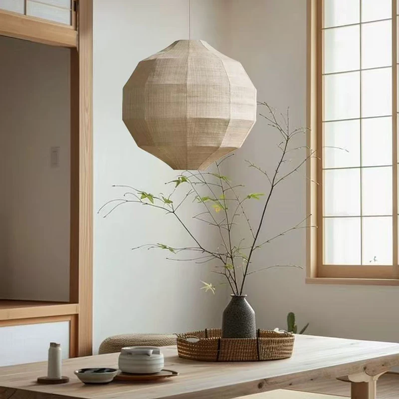 Japanese Wabi Sabi Fabric E27 Pendant Light Living Dining Room Bar Led Droplight Lighting Home Decor Bedroom Lustre Hanging Lamp view 3