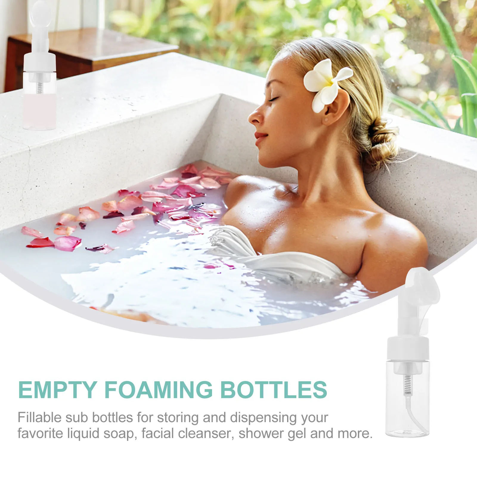 

2pcs Foaming Bottles Empty Pet Silicone Leak-Proof Travel Sub Bottle Dispenser For Liquid Soap Hand Facial Cleanser