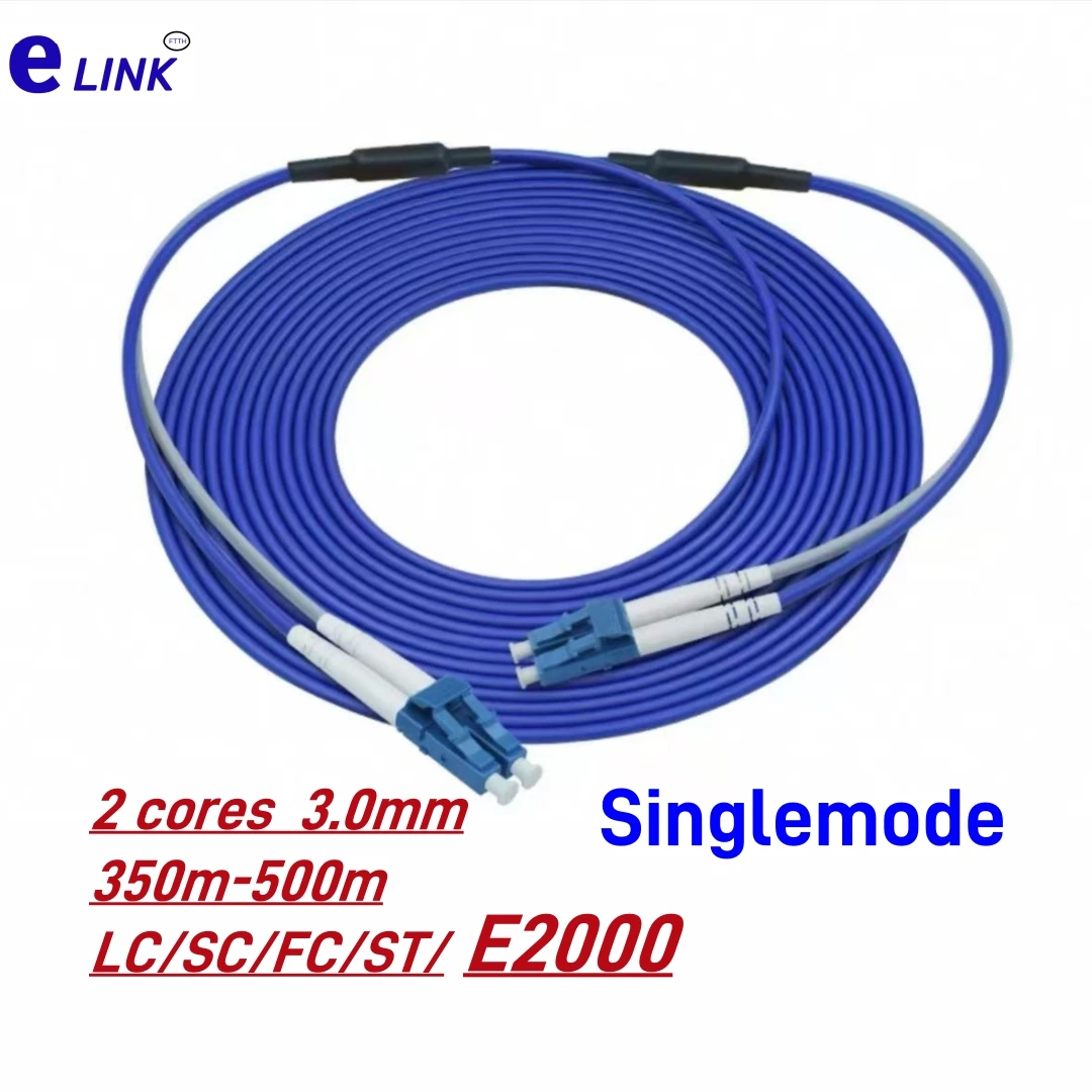Fiber Patch Cord Armored 2C 350m400m450m500mtr 2 fibers SC LC FC SM SCAPC LCAPC ftth jumper 2 core optical fibre Singlemode DX