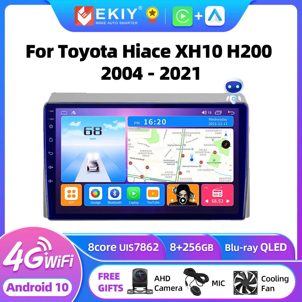 EKIY T7 Android 10 Car Radio For TOYOTA GRAND HIACE 1999 - 2002 Multimedia Video Player Carplay No 2Din DVD Navigation Stereo HU