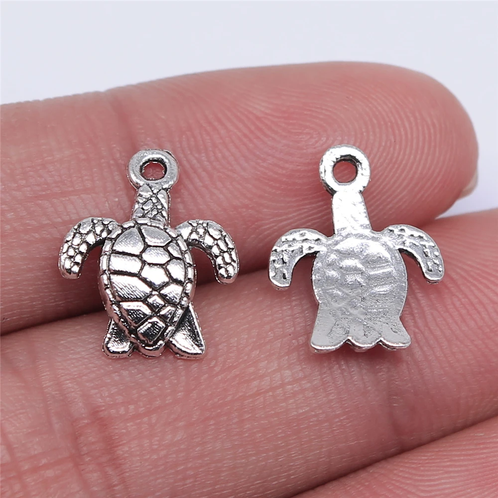 

Wholesale 200pcs/bag 15x12mm Sea Turtle Charms Wholesale Antique Silver Color Pendant Charms Wholesale Jewelry Findings