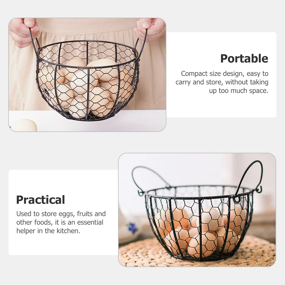 

Iron Art Fruit Basket Compact Size Countertop Food Storage Organizer for Kitchen Home Restaurant Iron Egg Basket