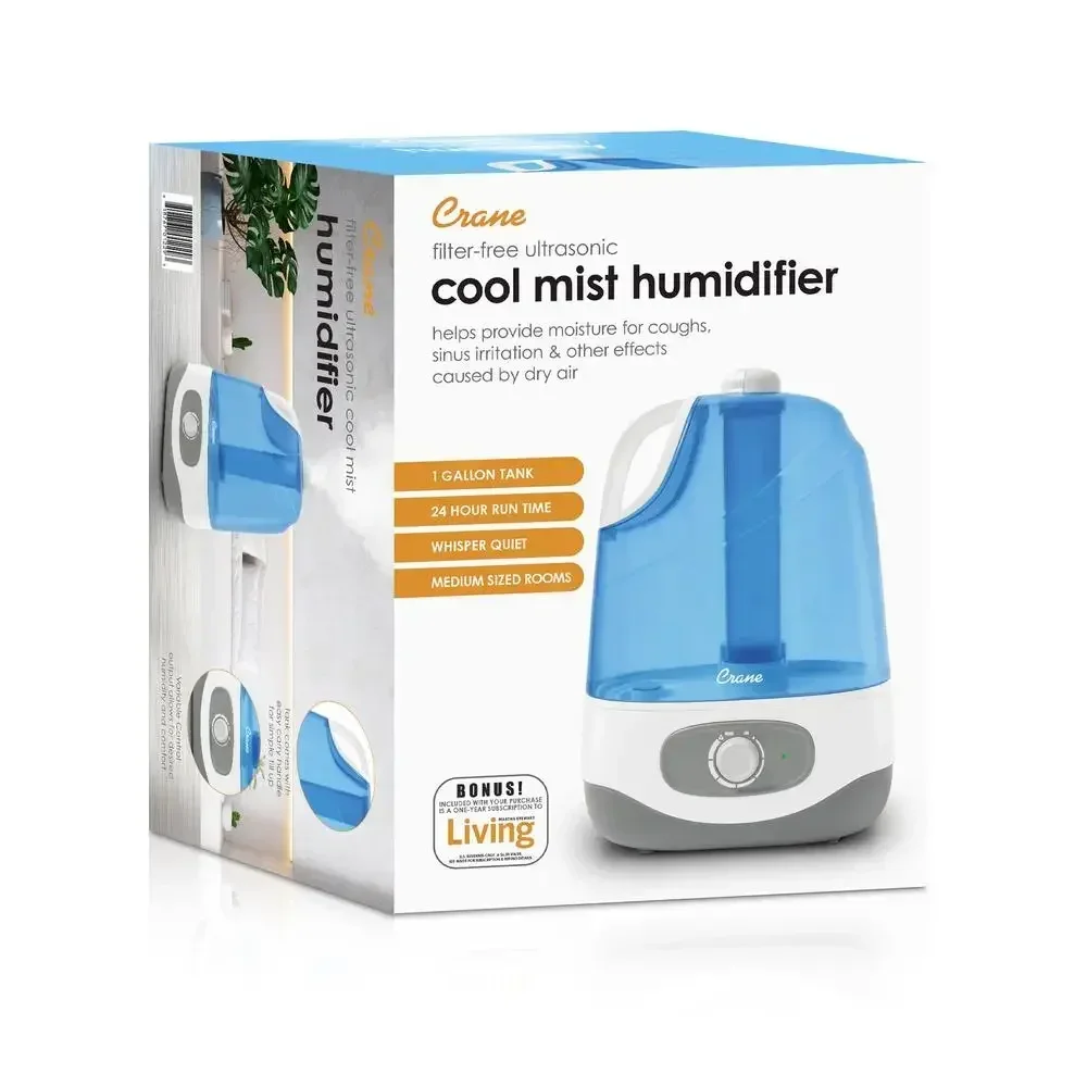 Ultrasonic Cool Mist Humidifier 1.0 Gallon 24 Hour Run Time Whisper Quiet 500 Sq. ft. Coverage Easy to Clean Remote Controlled