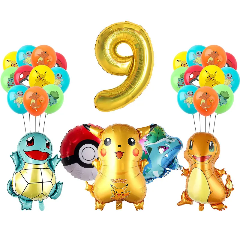 Pokemon Verjaardagsfeestje Levert Pikachu Ballonnen Servies Tafelkleed Plaat Servet Banner Achtergrond Verjaardag Decoratie voor Kinderen