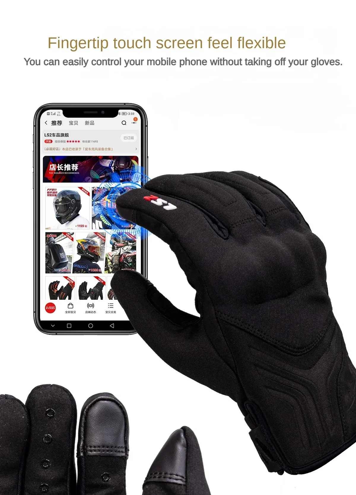 LS2 MG017 Motorhandschoenen Heren en Dames Winter Heren en Dames Motorrace Rijden Waterdicht Slijtage Scheur Touchscreen