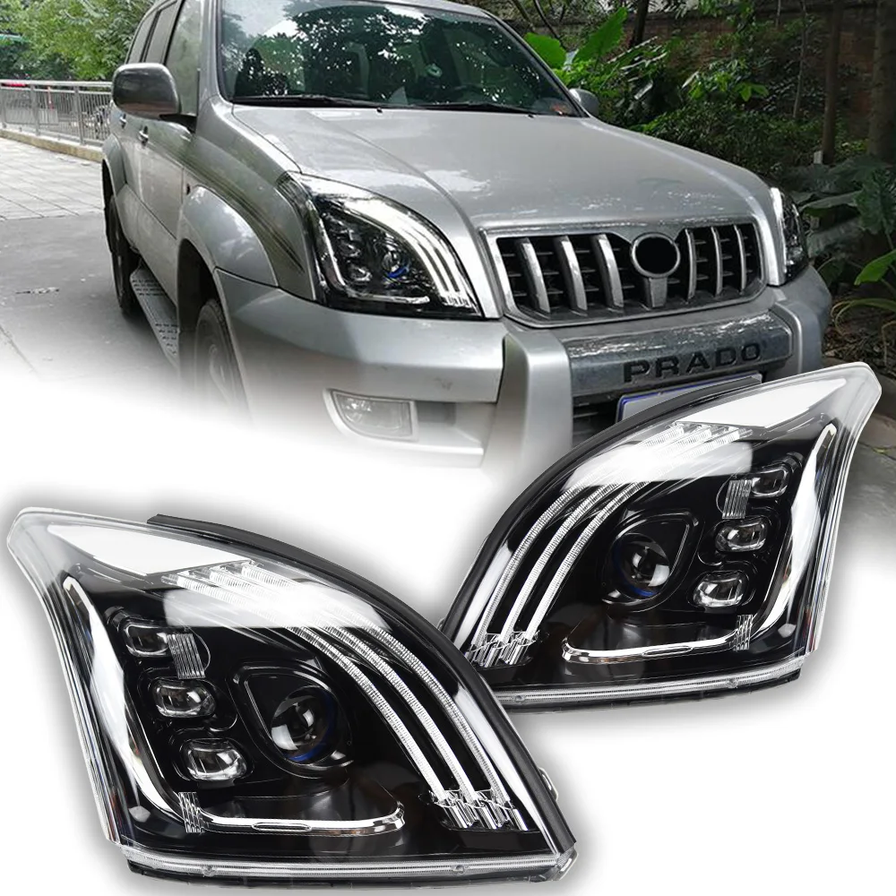 Car Lights for Toyota Prado Headlight Projector Lens 2003-2009 LC100 Dynamic Signal Head Lamp LED Headlights Drl Automotive Part