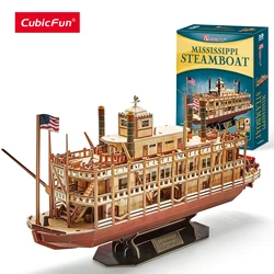 CubicFun 3D Puzzle Vessel Ship Models Toys Building Kits 142 Pcs US Worldwide Trading Mississippi Steamboat for Adults Kids