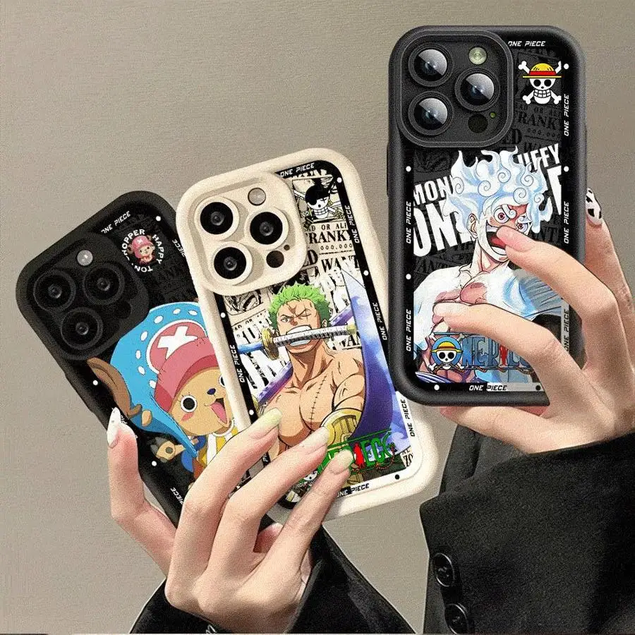 Anime One Pieces Luffy Phone Case for iPhone 16 15 Pro Max 13 12 11 Pro 14ProMax 16Plus 12Pro Soft Cover