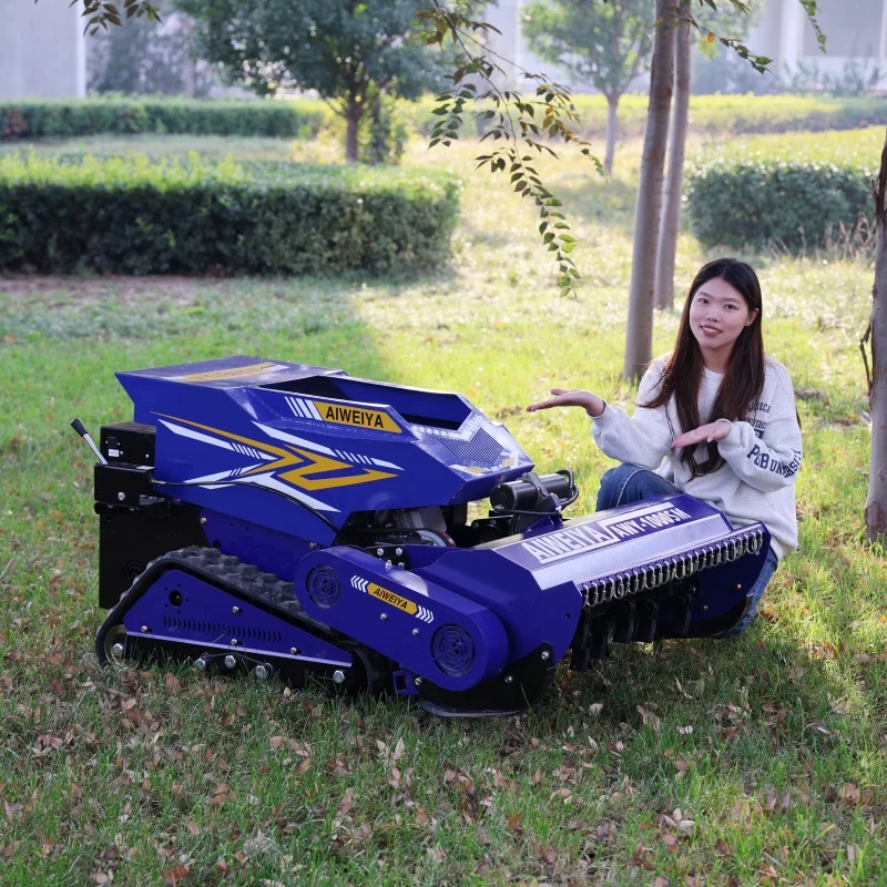

Customized 360 degree free rotation lawn mower track type intelligent remote control garden weeding machine