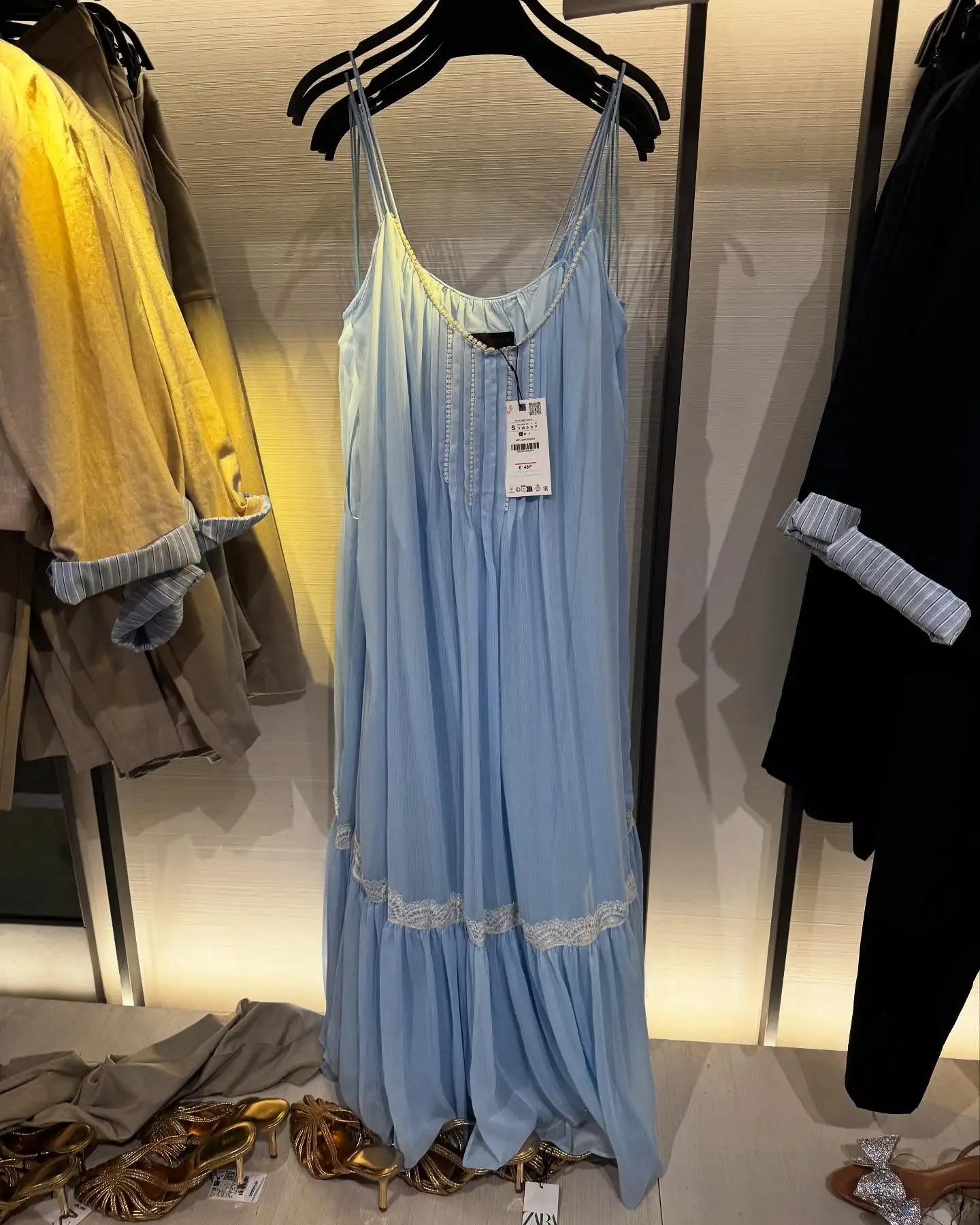 

Lace Patchwork Long Dresses For Women Simple Casual U Collar Sleeveless A-line Vestido Summer New Elegant Fashion Holiday Dress