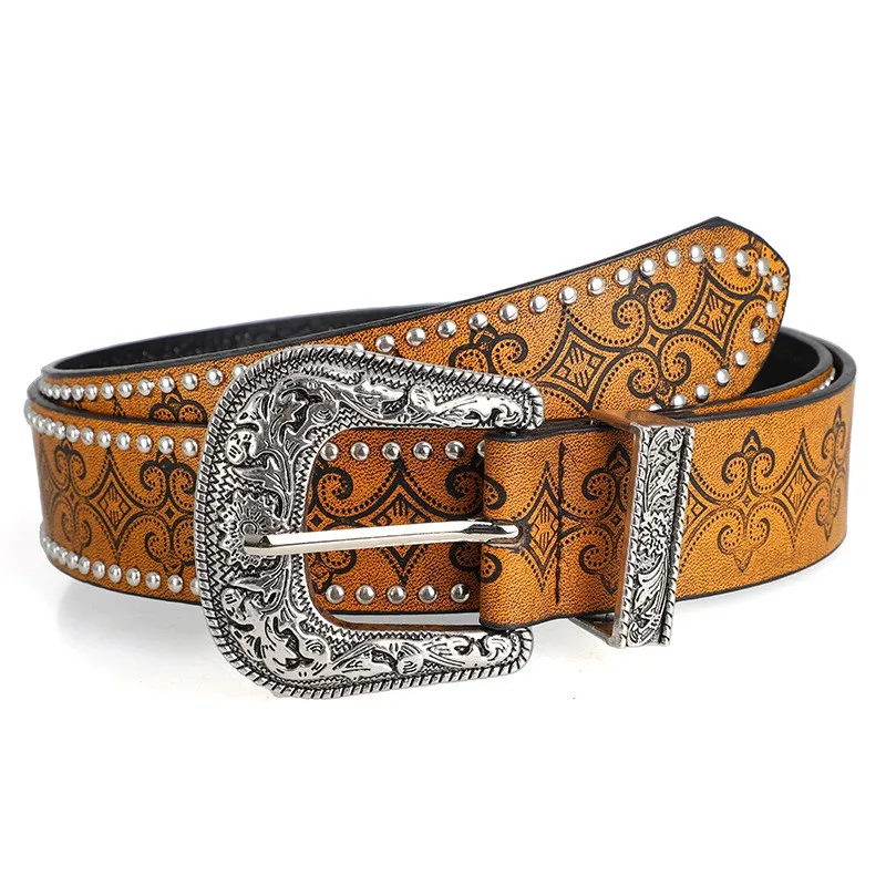 Western-Cowboy-Gürtel – Vintage-Punk-Stil, geschnitzte Schnalle, PU-Ledergürtel, lässige Trend-Accessoires, Y2K-Taillengürtel, für Männer und Frauen – Detail 9