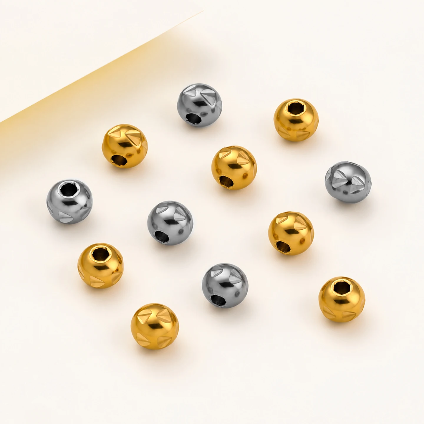 10Pcs Gold/Steel Color 5x2.2/6x2mm Stainless Steel Vacuum Plated Round Beads for DIY Jewelry Making Bracelet Necklace Earring Ac