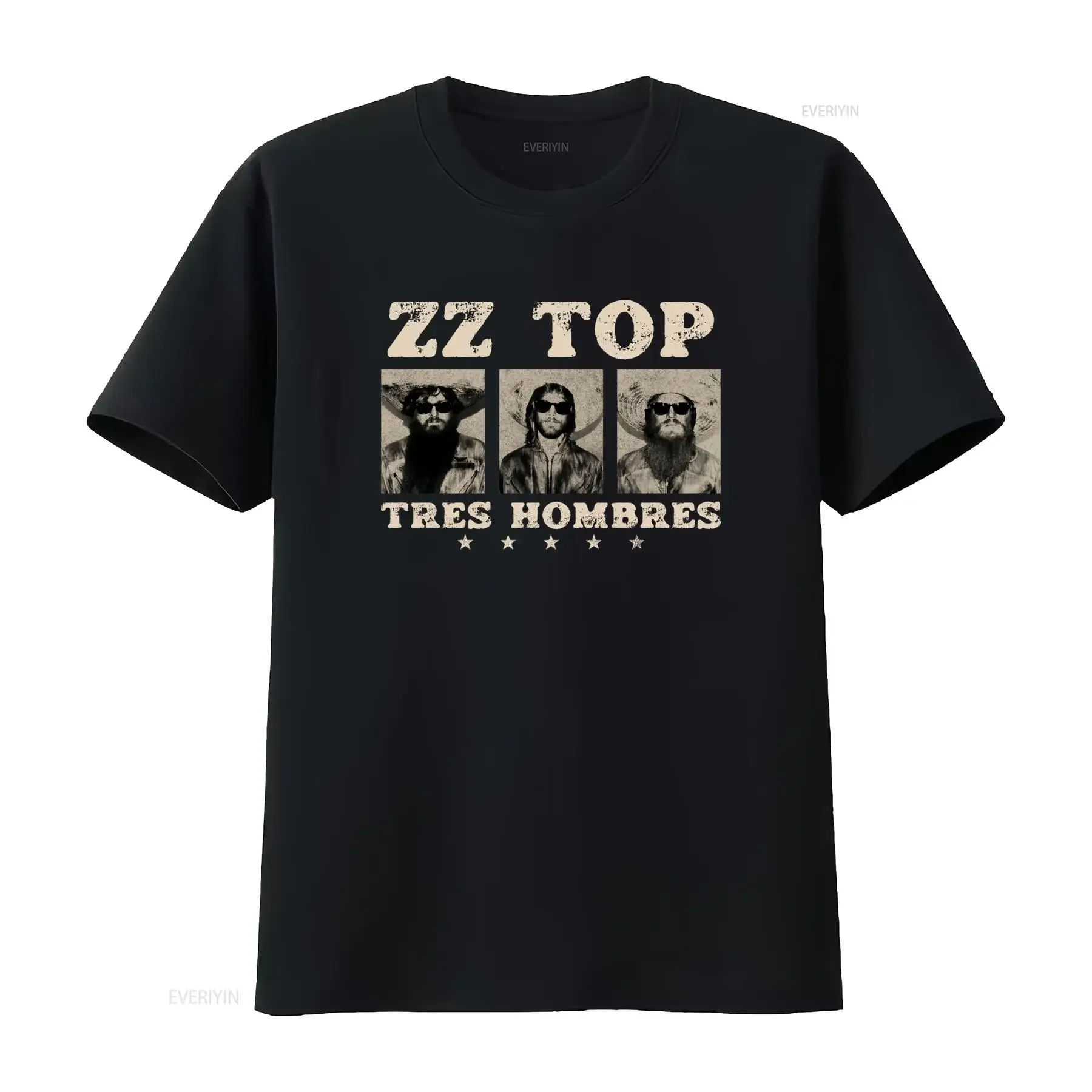 Tres Hombres ZZ Top Retro Rock Blues La Grange Jesus Just Left Chicago T-Shirt Vintage Washed Stretched Herrenmode Stilvoll