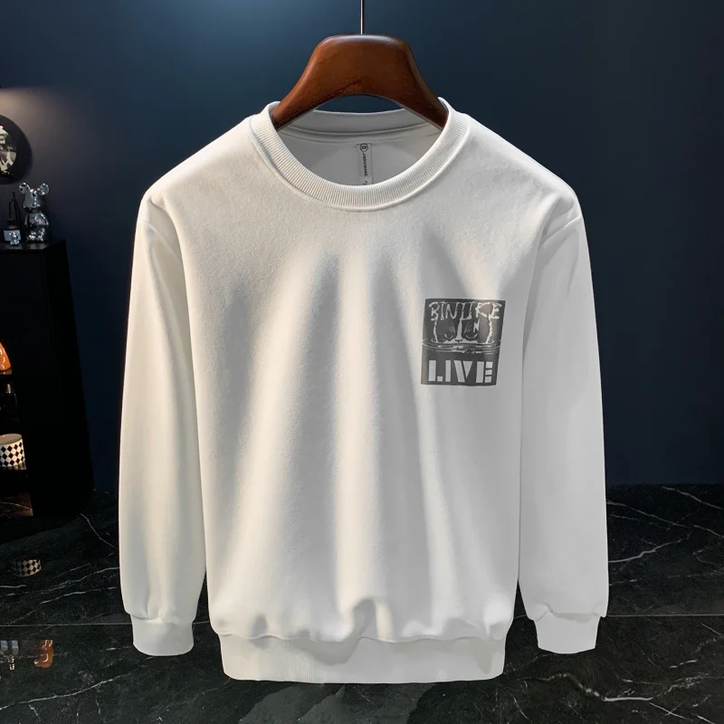 

2026 осенняя мужская толстовка с капюшоном, модный высококачественный модный повседневный универсальный топ с длинными рукавами и круглым вырезом с принтом