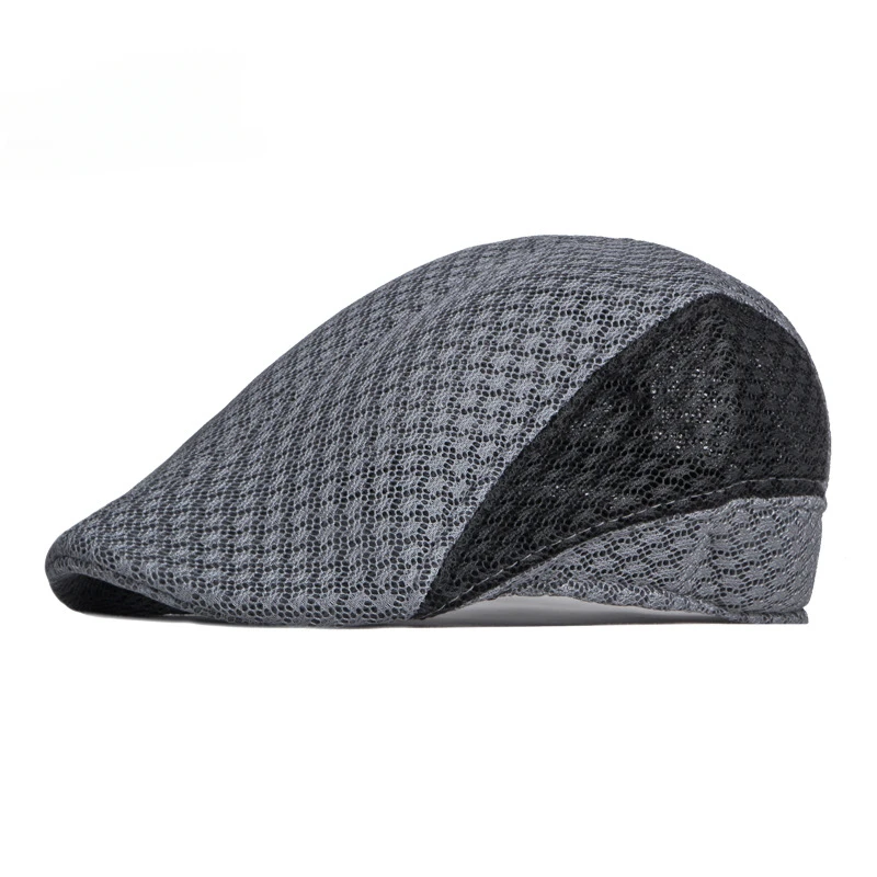 Retro Colorblocked Mesh Paperboy Hollow Breathable Sun Protection Beret Cap For Women Men Summer Sport Hiking Golf Casual Caps