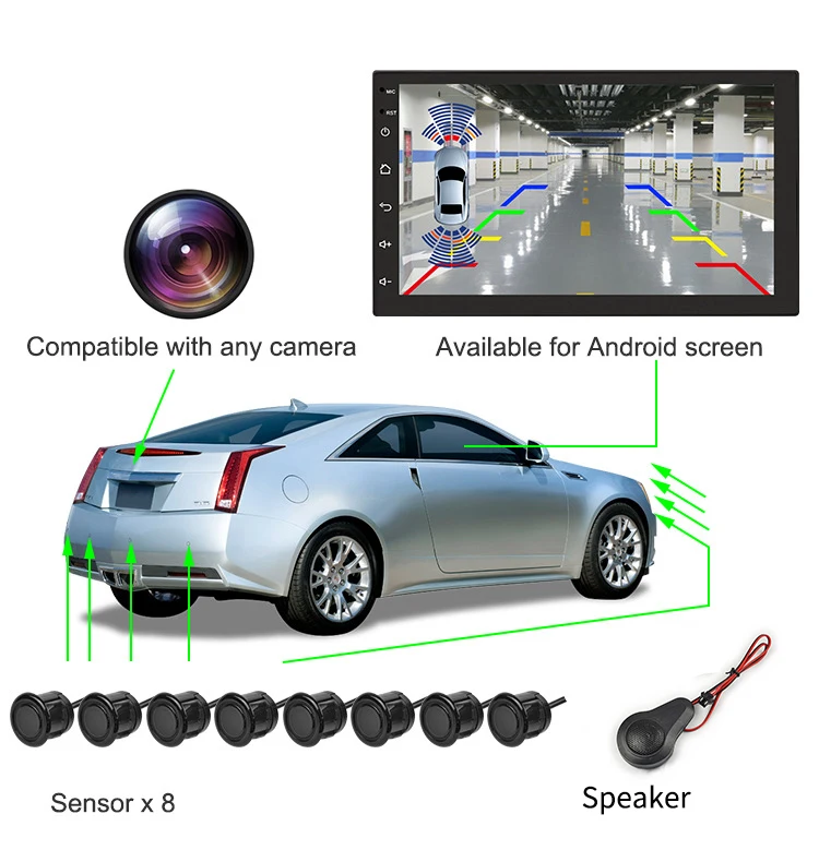 8 Sensors Dual Front Back Rear Visual Video Parking Sensor Backup Radar blind Probe Parktronic System Kit Car Radar