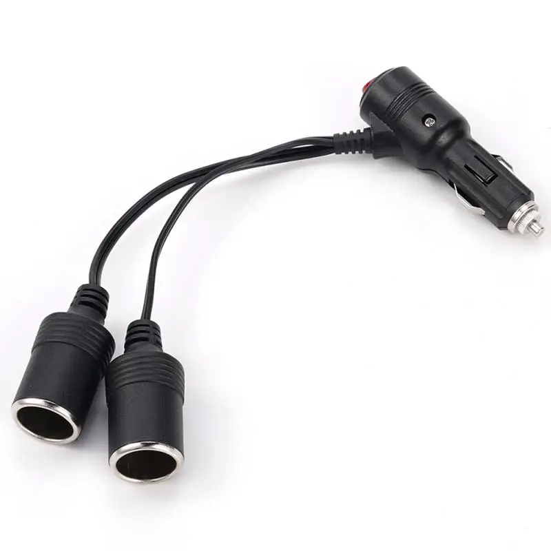 

18AWG Car Cigarette Lighter 1 Male to 2 Female Sockets Y Splitter Cigarette Lighter Splitter Adapter With On Off Switch