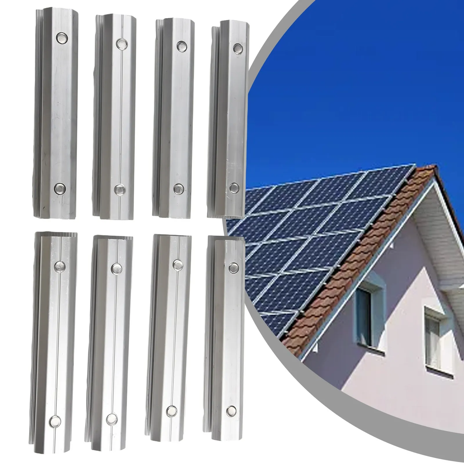 Aluminum Alloy Solar Panel Rail Profile Connector Mounting Bracket For PV Racking System 14cm Silver