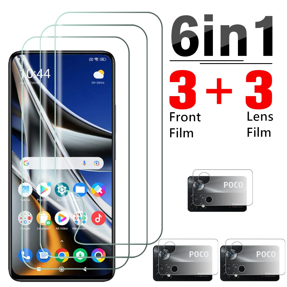 6in1 Hydrogel Film For Xiaomi Poco X4 Pro 5G Screen Protector For Poco M3 X3 Pro X3 NFC F3 Camera Lens Protective Film Not Glass